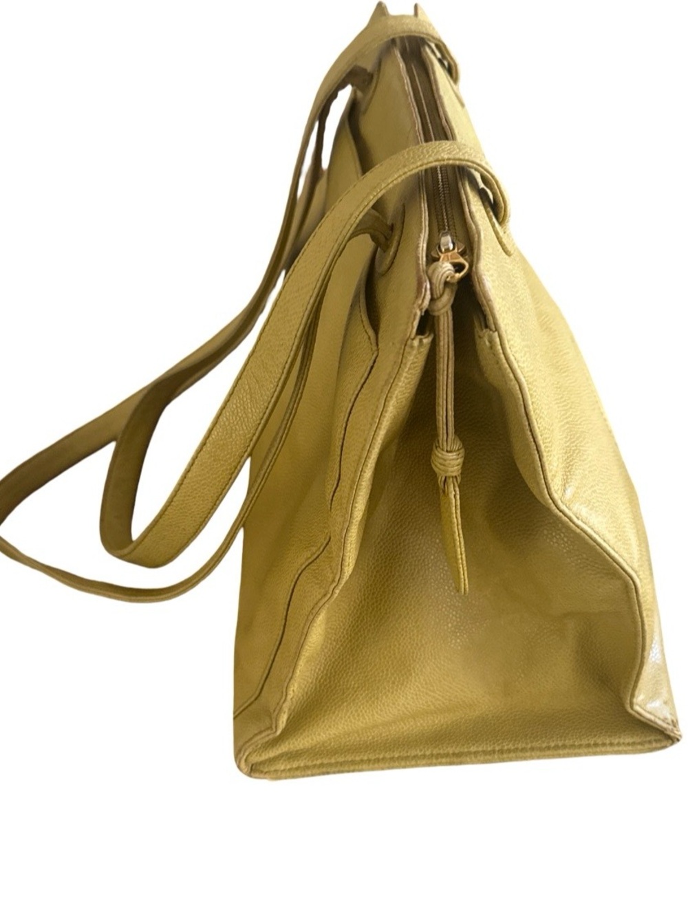CHANEL CC Caviar Leather Zip Tote Shoulder Gold Beige Large - Picture 7 of 16